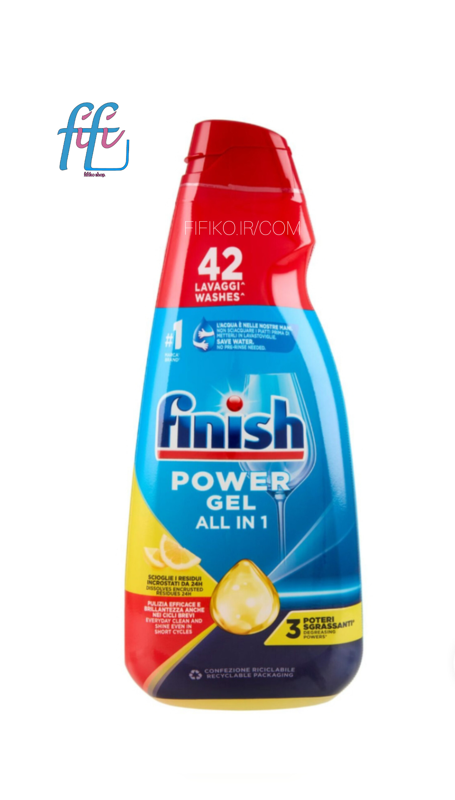 ژل ظرفشویی فینیش Finish لیمویی حجم 940 میل 42 بار مصرف