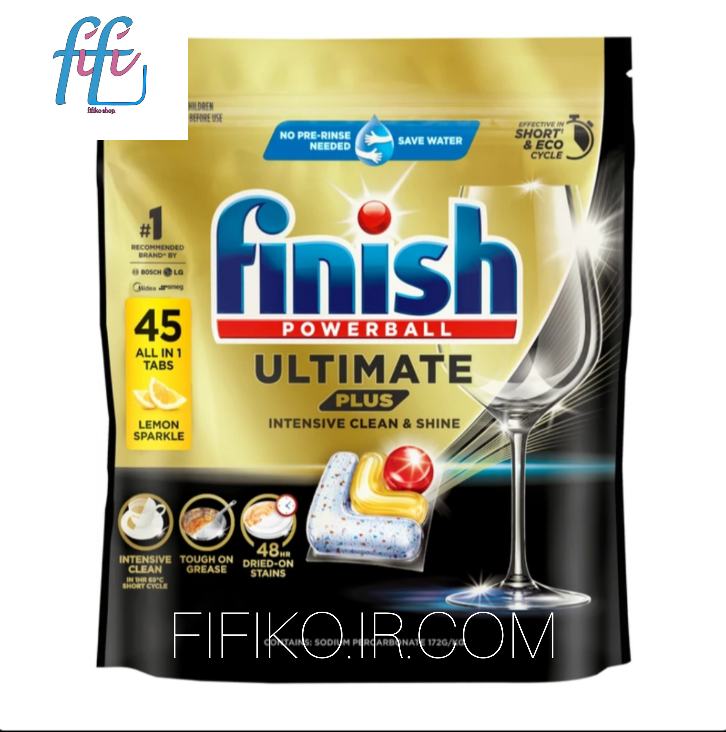 قرص ظرفشویی فینیش Finish مدل Quantom Ultimate Plus بسته 45 عددی