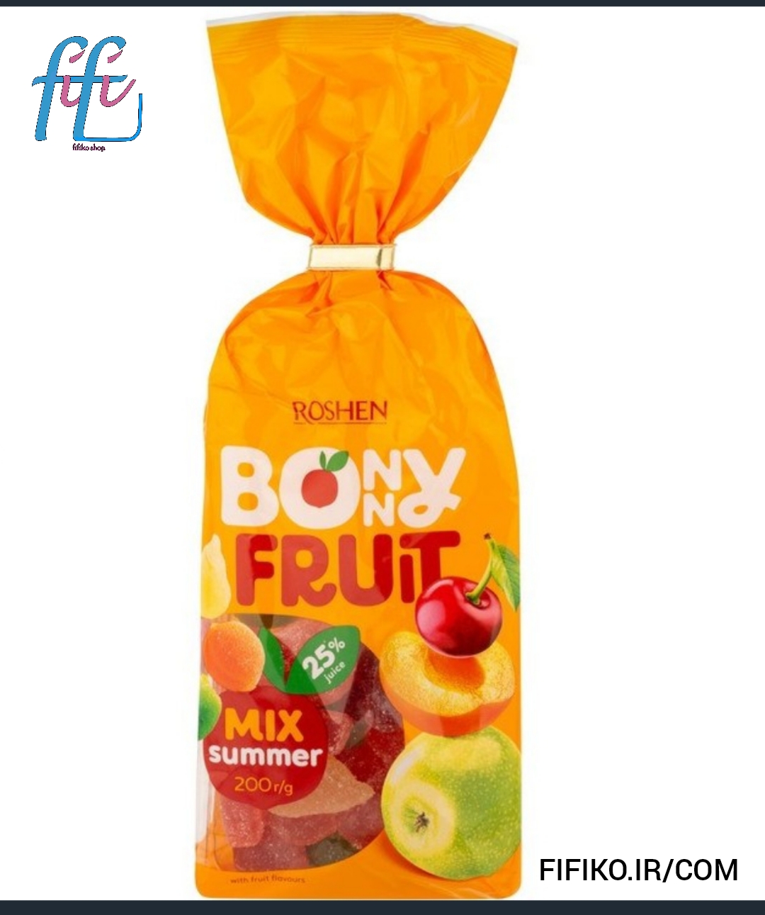 پاستیل شکری بانی فروت روشنbonny fruit rushen طعم مخلوط میوه های تابستانی 200 گرم